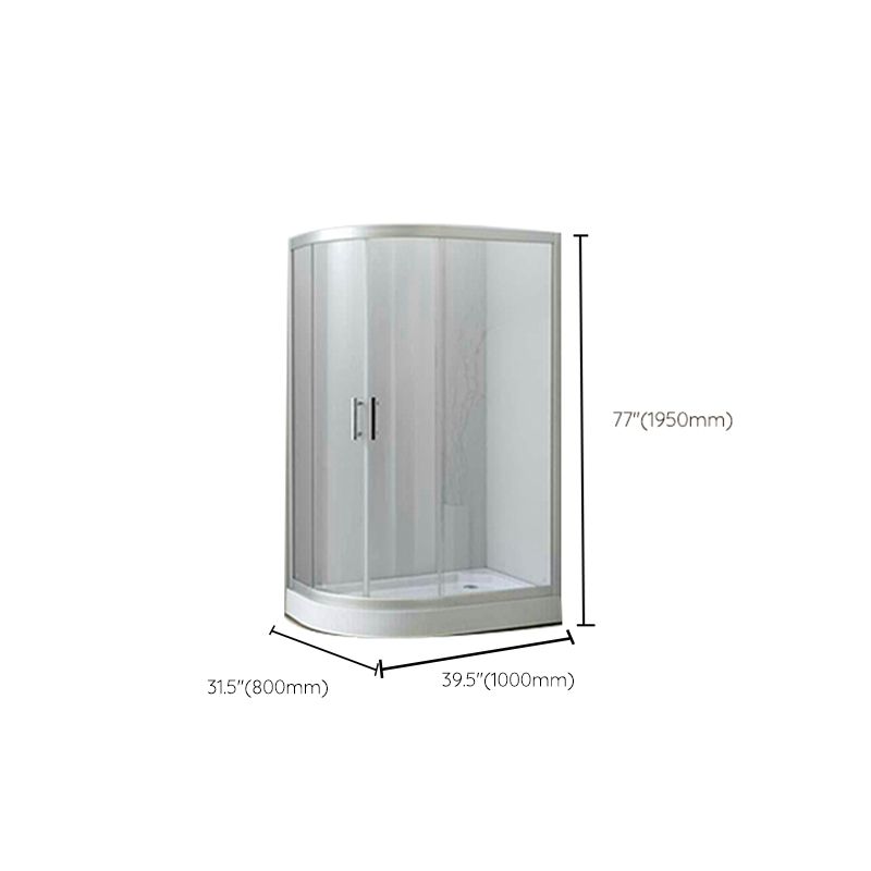 Contemporary Shower Stall Striped Round Semi-Frameless Shower Stall