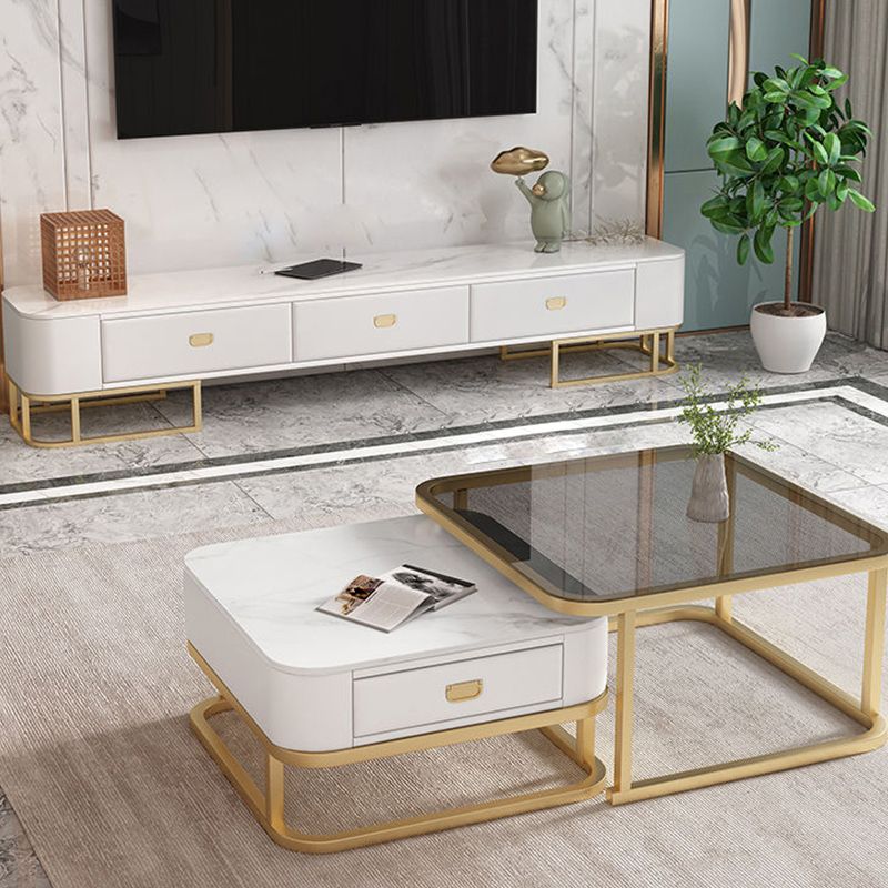 Glam TV Stand Console Stone Media Console TV Stand with Drawers