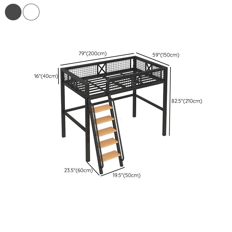 No Theme Kids Bed Gender Neutral Metal Loft Bed with Guardrail