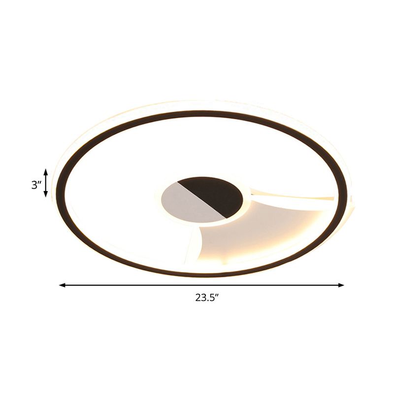 Acrylic Circular Flush Ceiling Light Simple Style LED Black and White 16"/19.5"/23.5" Dia LED Ceiling Lamp for Bedroom in Warm/White