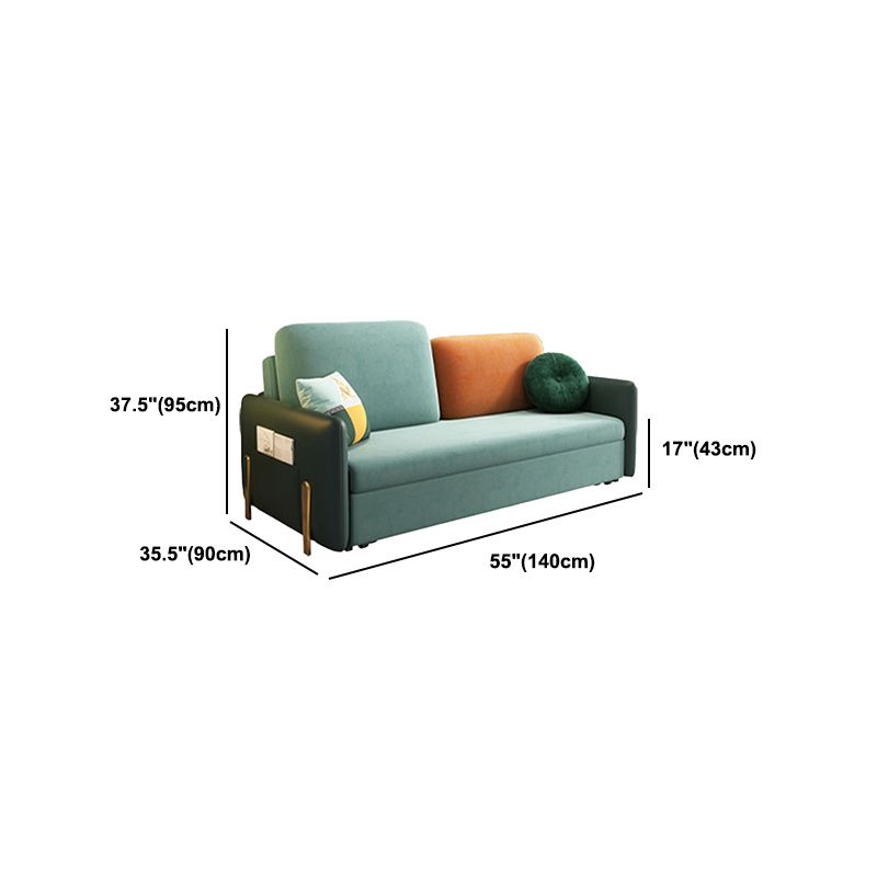 Contemporary Square Arm Convertible Slipcovered Bed Sofa Couch