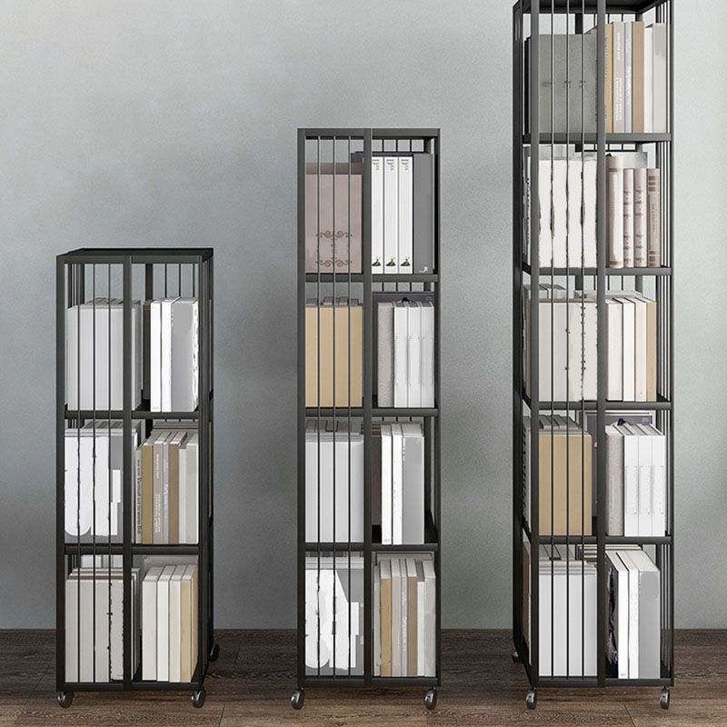 Modern Metal Bookshelf Standard Vertical Bookcase in Burnish