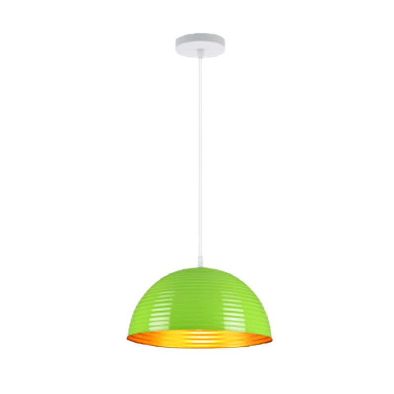 Dome Shade Pendant Light avec Ruffle Contemporary Metal Single Head Red / Jaune / Blue Pendant Light, 12 "/ 16" /19,5 "de large