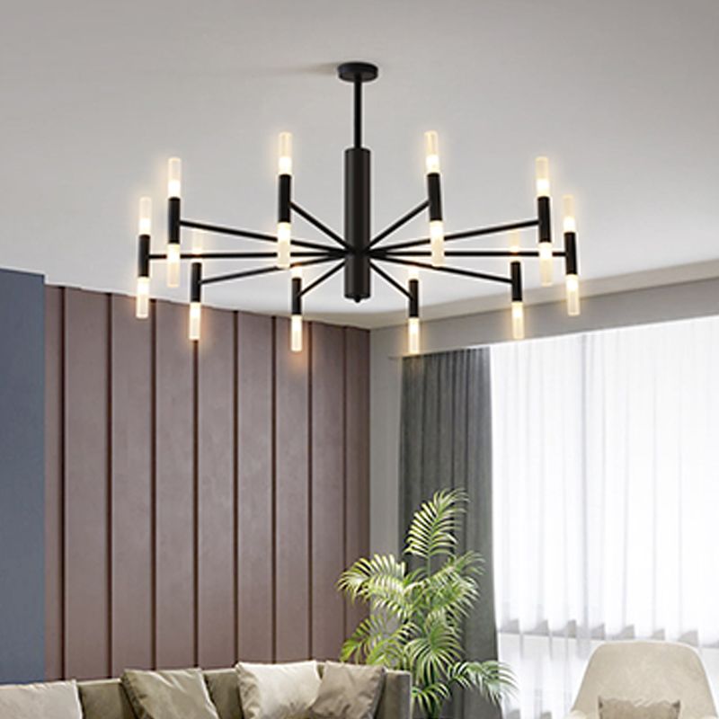 Radial Shaped Living Room Ceiling Lighting Metallic Postmodern LED Chandelier Light Fixture