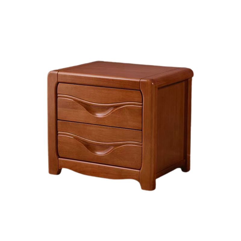 Solid Wood Nightstand Modern 2-drawer Bedside Cabinet for Living Room