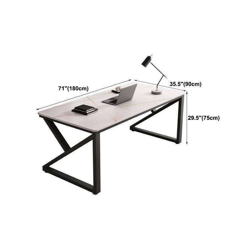 Contemporary Office Desk Rectangular Writing Desk with Metal Legs