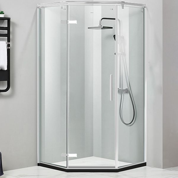 Modern Style Neo-Angle Shower Enclosure Clear Glass Framed Shower Stall