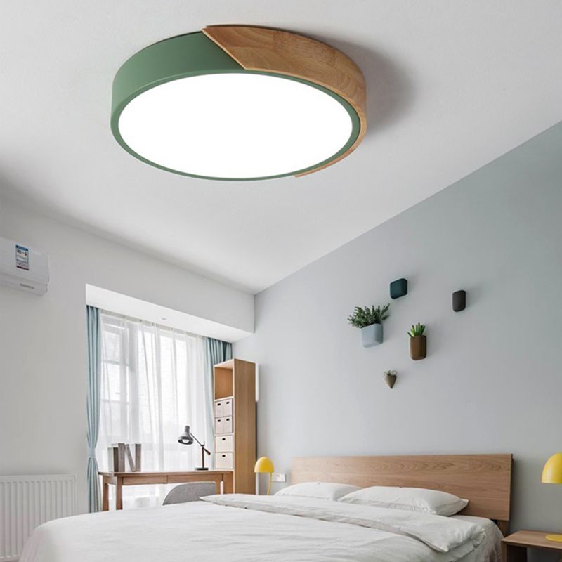 Green 1-Light Flush Mount Fixture Modern Style Acrylic Round Flush Ceiling Lights