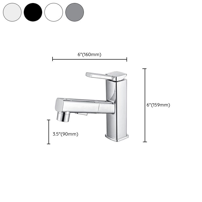 Contemporary Vessel Sink Faucet Copper Single Handle Low Arc Retractable Vessel Faucet