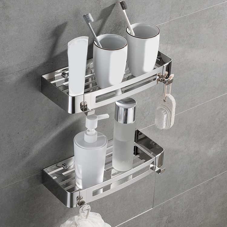 Contemporary 2/3-Piece Bathroom Accessory Set Geometric Bath Shelf in Stainless Steel