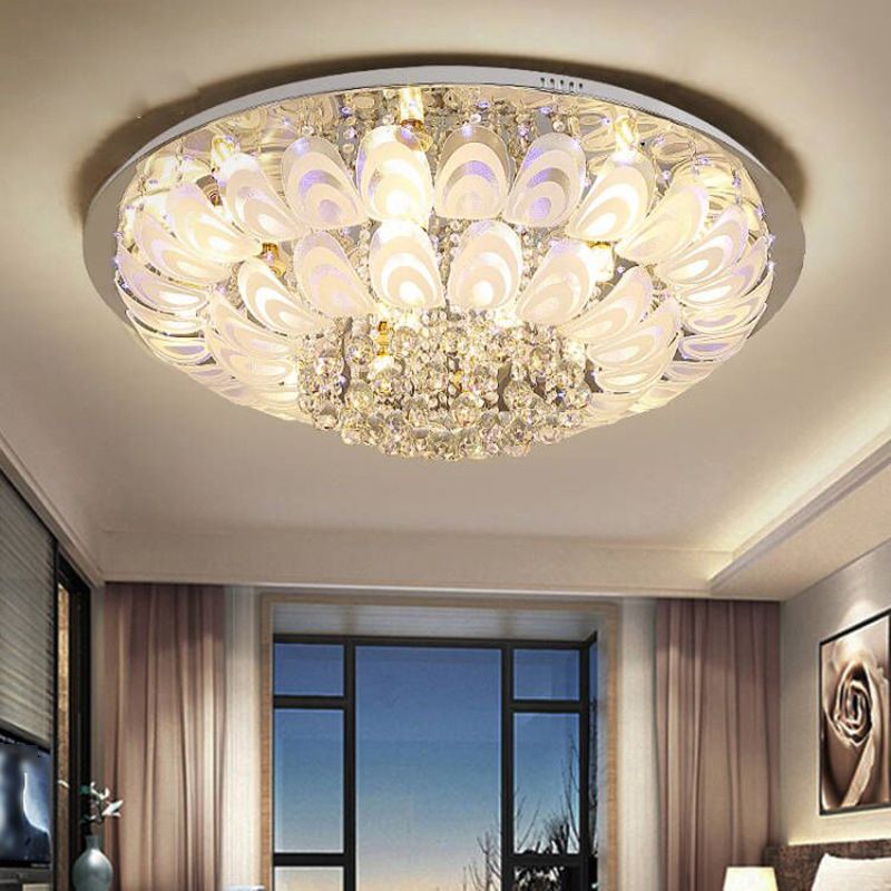 5/8/14-Light Modernism Golden Finish Flush Mount Lighting Round LED Ceiling Light