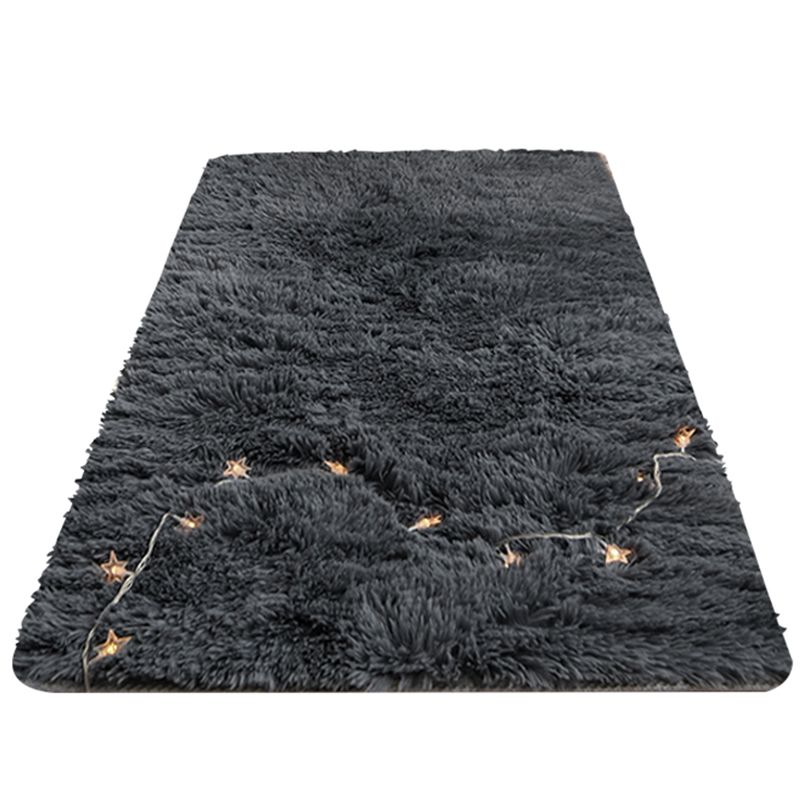 Trendy Home Decoration Area Rug Solid Shag Carpet Polyester Non-Slip Backing Indoor Carpet