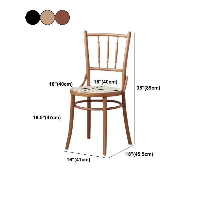 Wood Dining Side Chair Traditional Slat Back Side Chair for Home