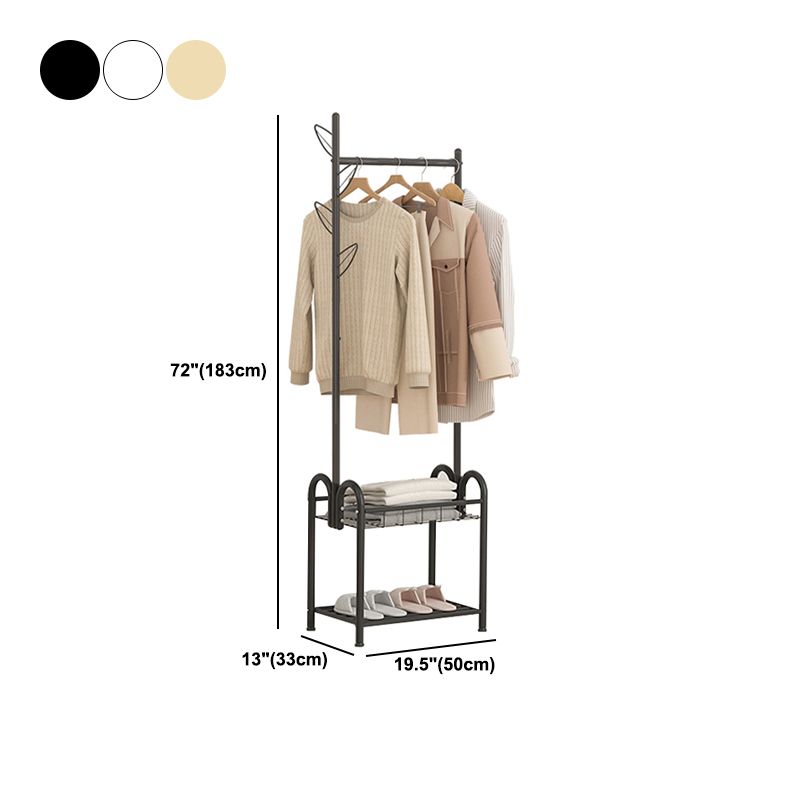 Modern Metal Hall Tree Coat Hanger Hooks and Storage Shelf Coat Rack