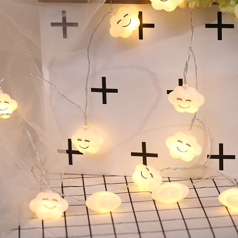 20/40 Heads Lighting String Contemporary White String Light Ideas with Cloud Plastic Shade, 13.1/19.6 Ft