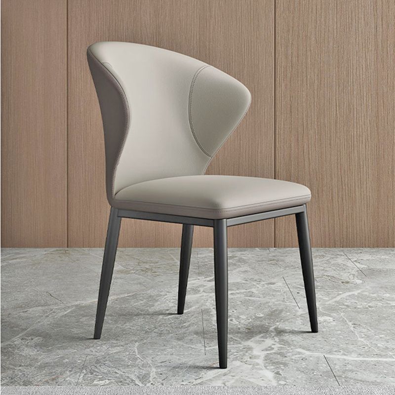 Minimalist Design Armless Wingback Side Chairs Leather Dining Chairs