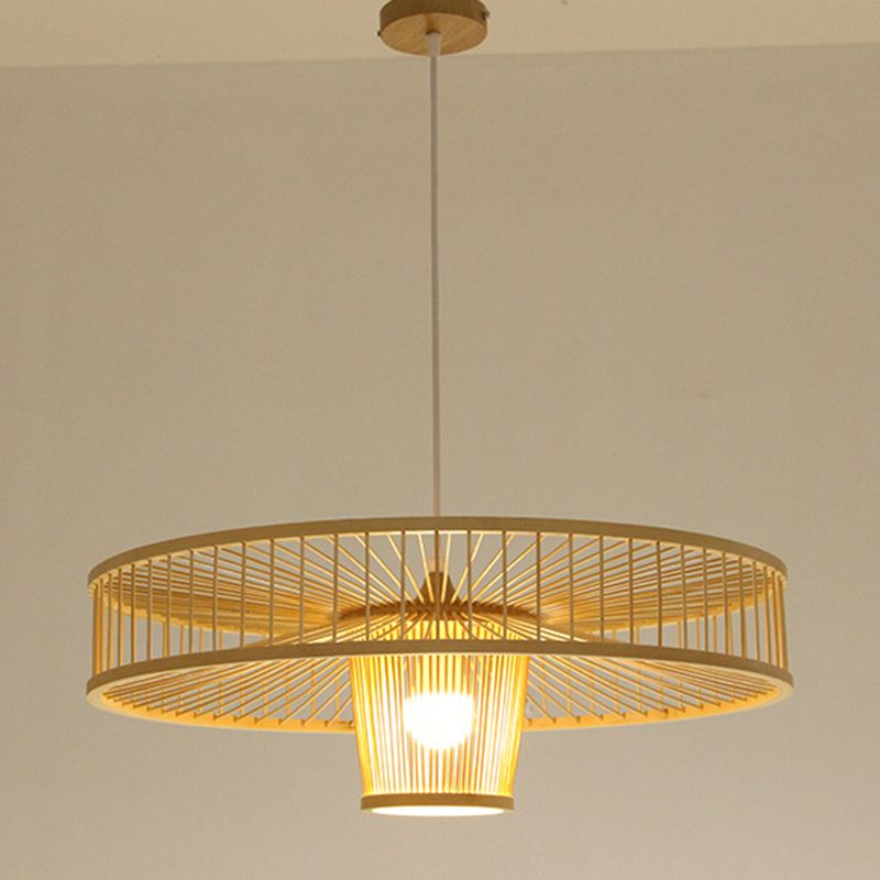 Drum Hanging Pendant Light Chinese Bamboo Pendant Light Fixtures for Living Room