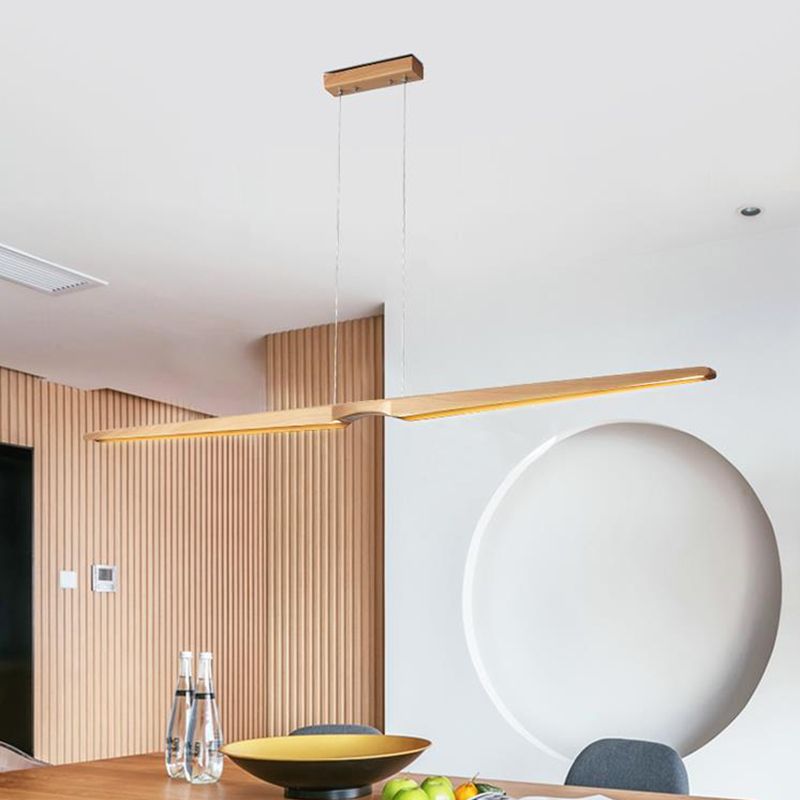 Iluminación colgante de madera lineal moderna Ligera de techo colgante de LED de LED