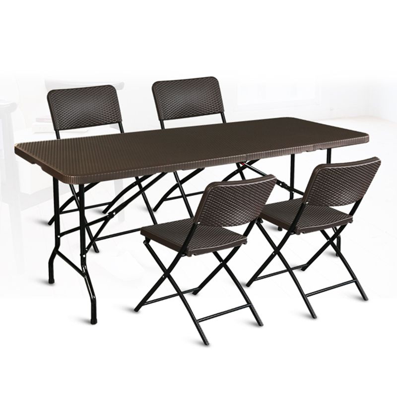 Dark Brown Plastic Camping Table Contemporary Foldable Patio Table