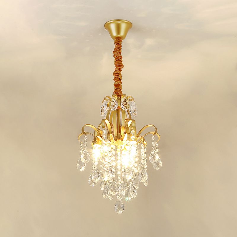 3/6 têtes Crystal Chandelier Lighting Moderniste Style Plafond Pendant Light en noir / or pour la chambre