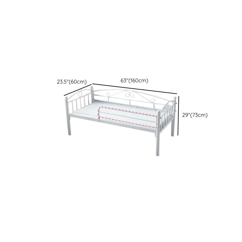 Metal Nursery Crib White Industrial Nursery Bed with Guardrail