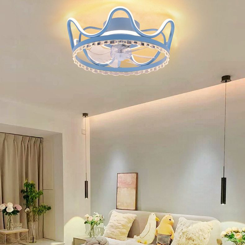 7-Blade Children Ceiling Fan LED Polish Finish Fan with Light for Home