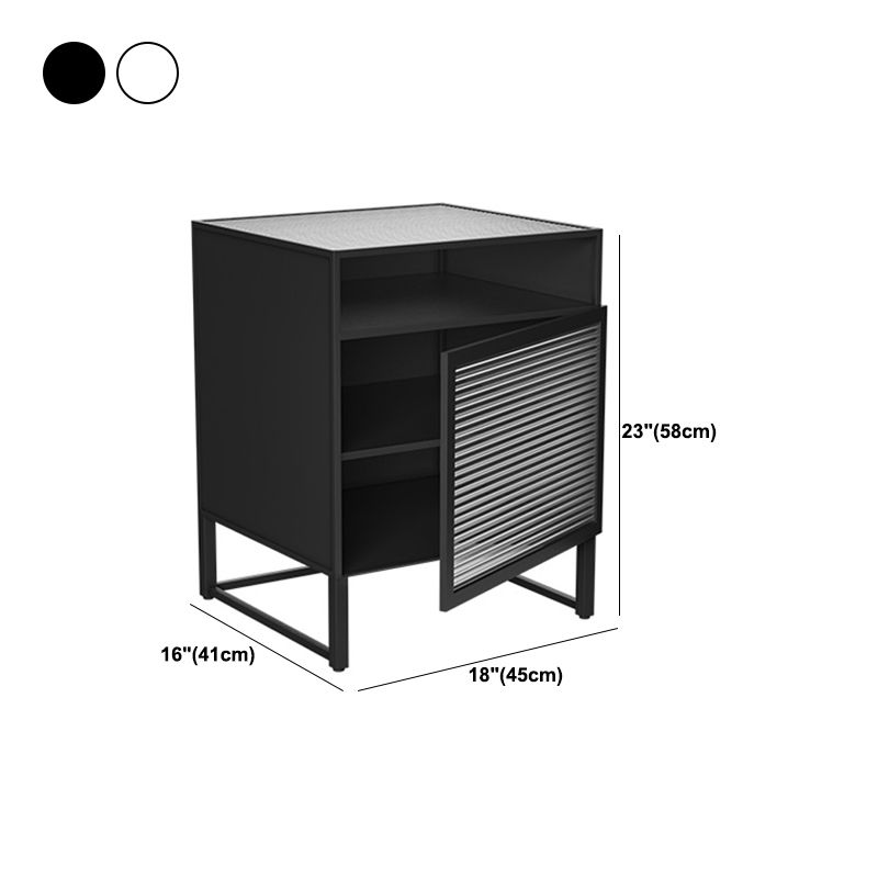 Modern Metal Night Table Cabinets Glass Top Bed Nightstand for Bedroom