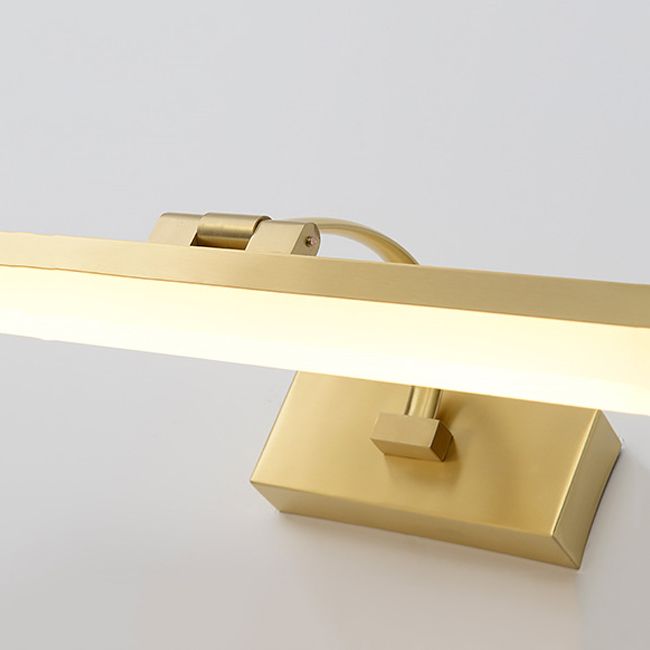 Linear Shade Metal Wall Sconce Modern 1 Light Mirror Wall Mount Light Fixture in Brass