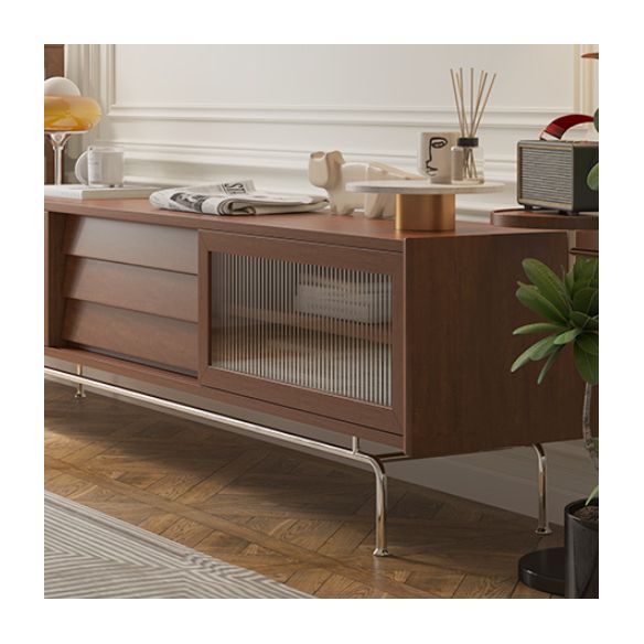 Scandinavian TV Stand Console Solid Wood TV Media Stand with Drawers