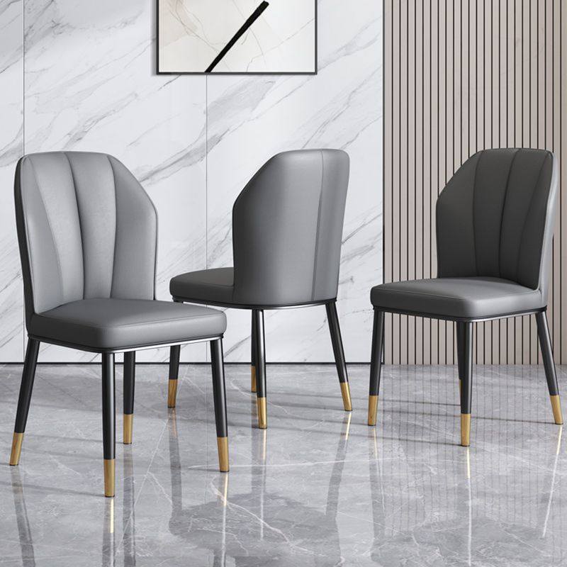 Dining Room Armless Dining Chairs Glam Style Leather Dining Side Chair