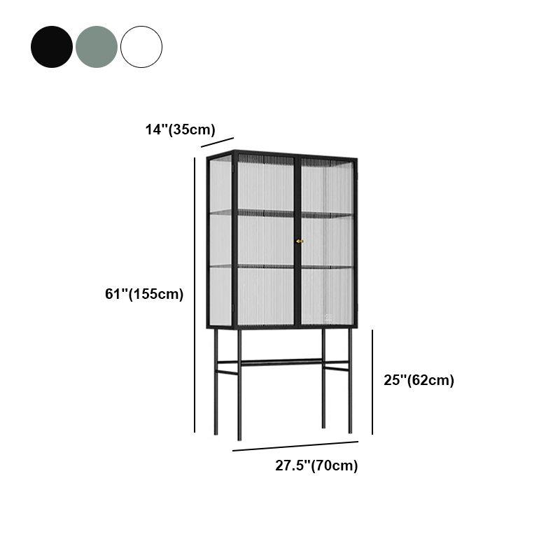 Metal Buffet Server Kitchen 2 Glass Doors Dining Server for Dining Room