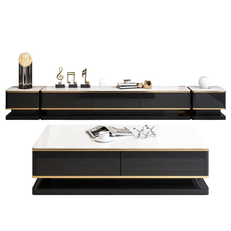 Enclosed Storage TV Media Stand Glam Media Console with Drawers