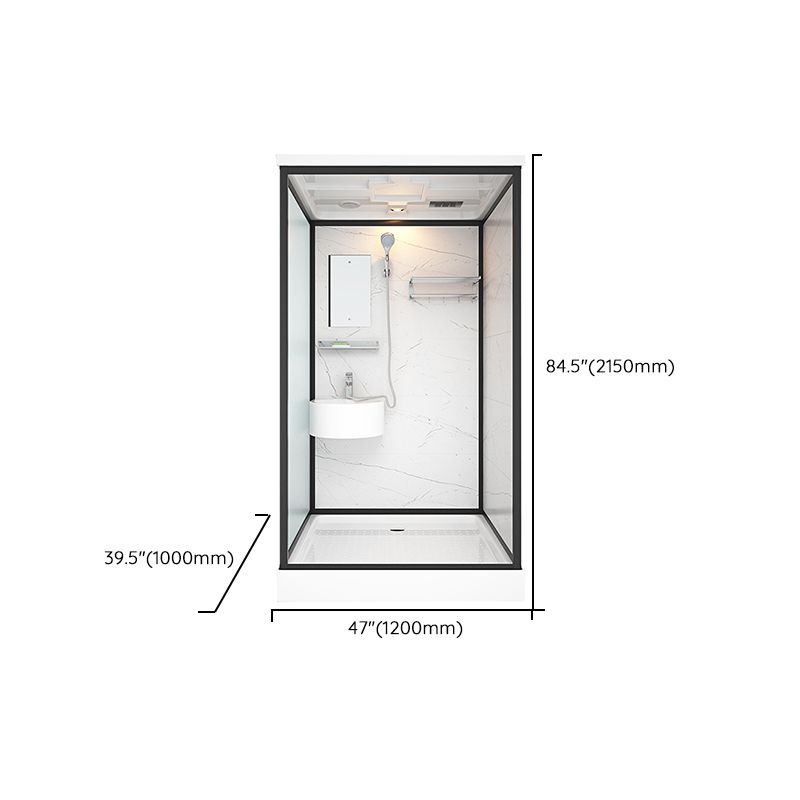 Base Included Framed Shower Stall with White Base and Fixed Panel