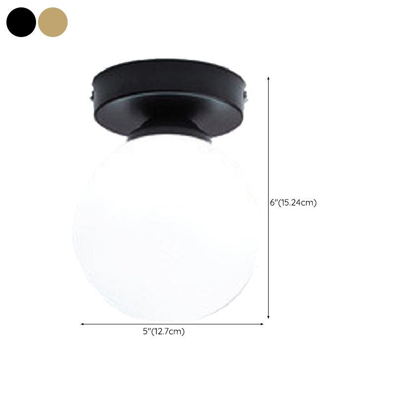 Modern Ceiling Light 1-Light Round Ceiling Mount Light with Glass Shade for Aisle