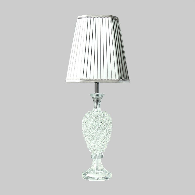 K9 Crystal Urn Night Light Modern 1 Bulb Grey Table Lamp with Gathered Empire Shade