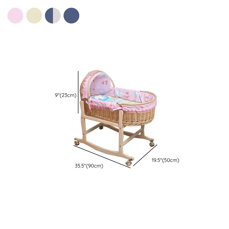 Solid Wood Oval Bassinet Rocking and Gliding Crib Cradle for Baby