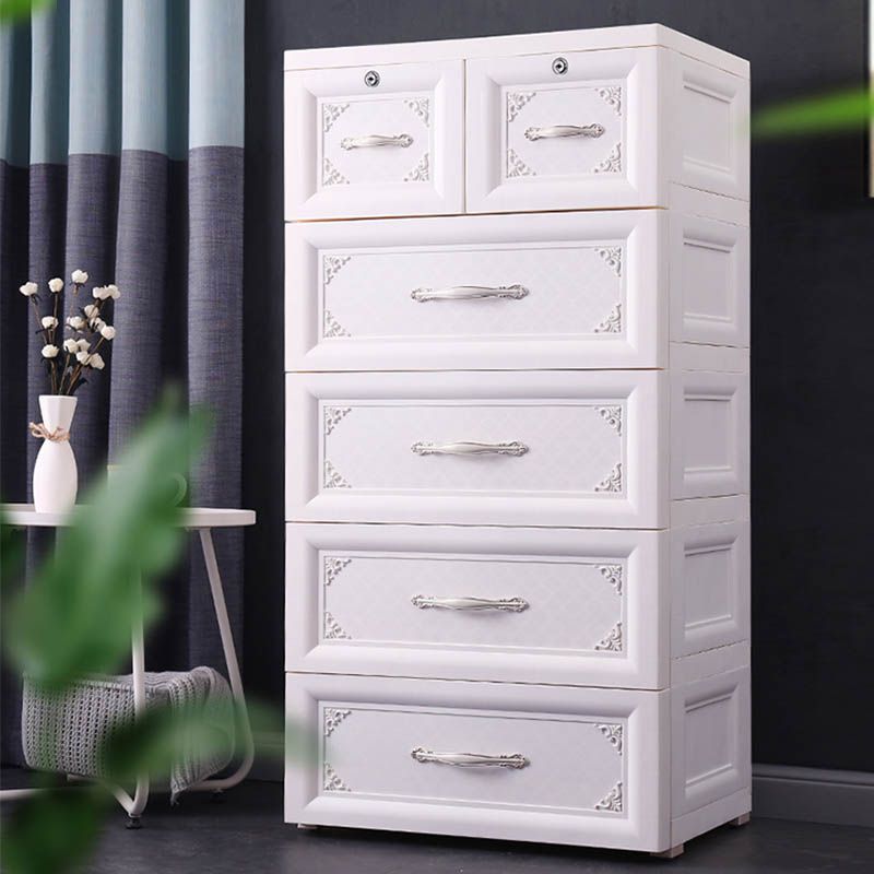 Contemporary Kids Nightstand Plastic Dresser for Kids with Drawers