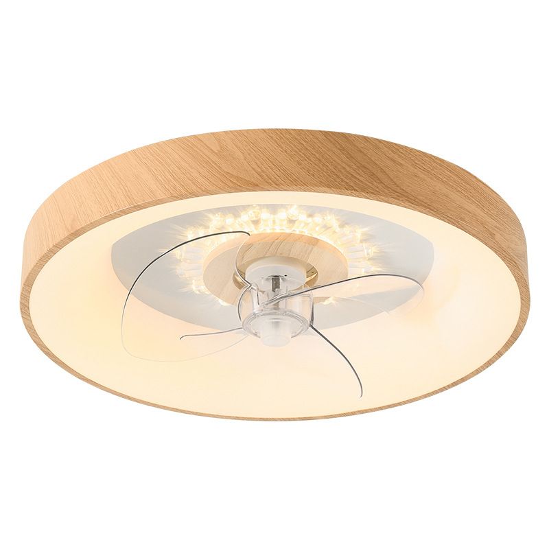 Modernism Single Beige Ceiling Fan Lamp LED Round Ceiling Fan Light