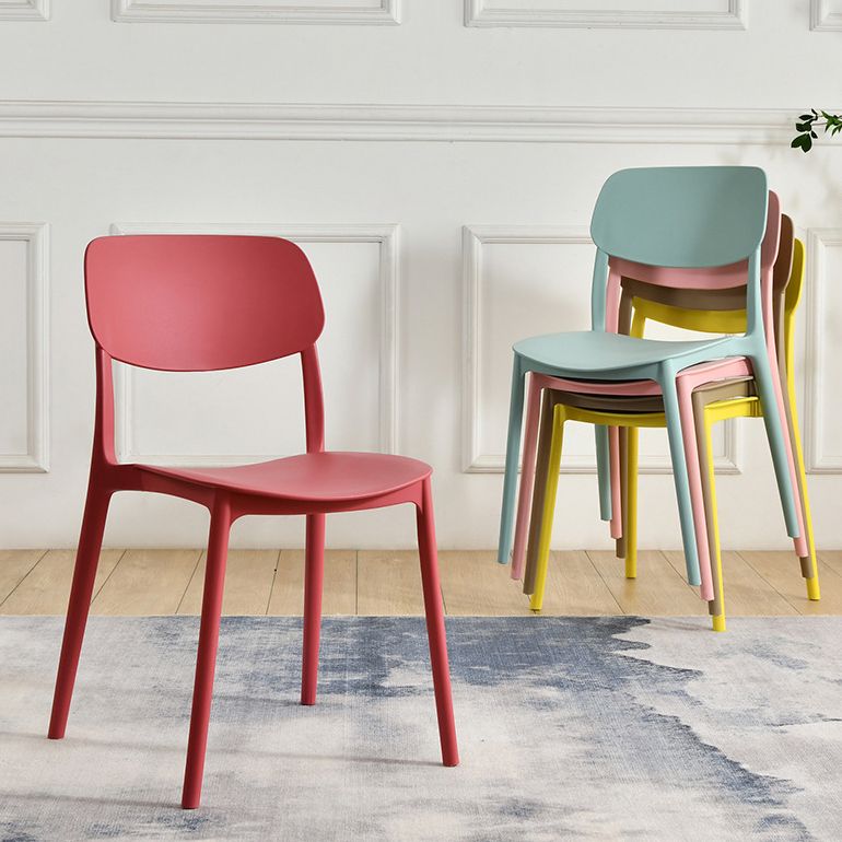 Contemporary Plastic Side Chair Indoor-Outdoor Open Back Chair