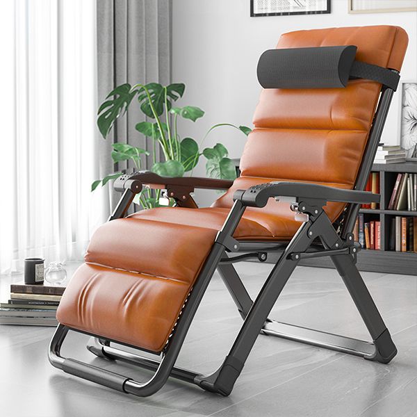 Contemporary Metal Base Recliner Chair with Arms and Headrest