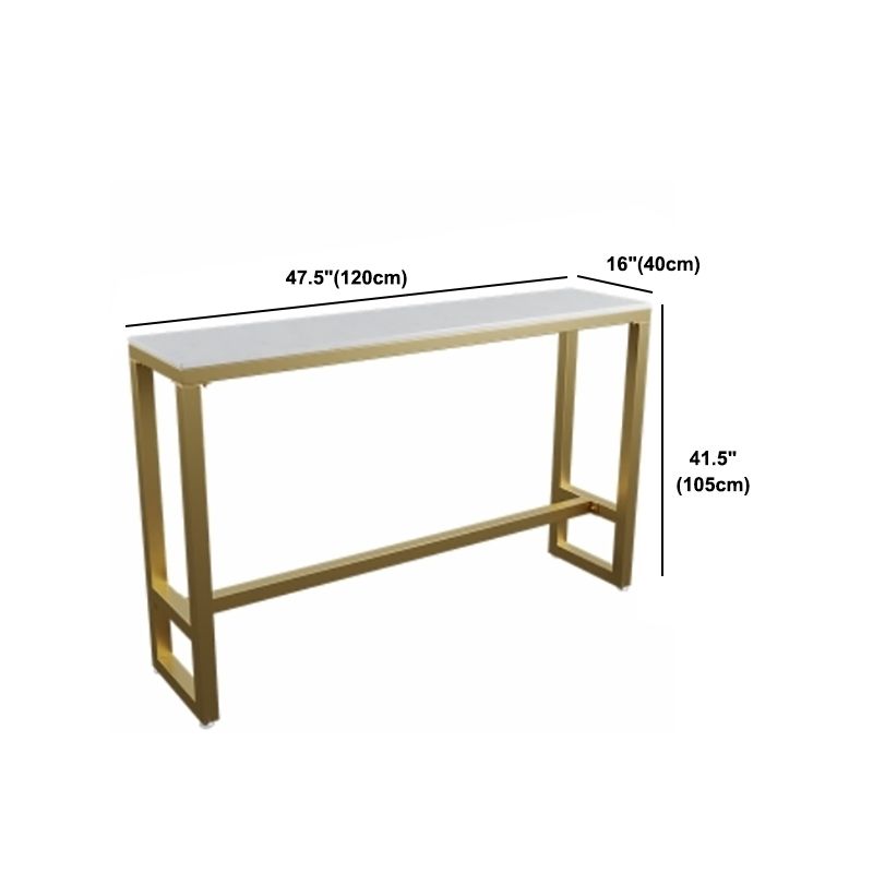 Wood Bar Dining Table Glam Rectangle Bar Table with Trestle Pedestal for Cafe