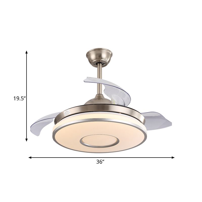 36 "W LED Affermazione del ventilatore LED Modernismo Camera da letto 4 lama semi -filo con tonalità acrilica rotonda in oro