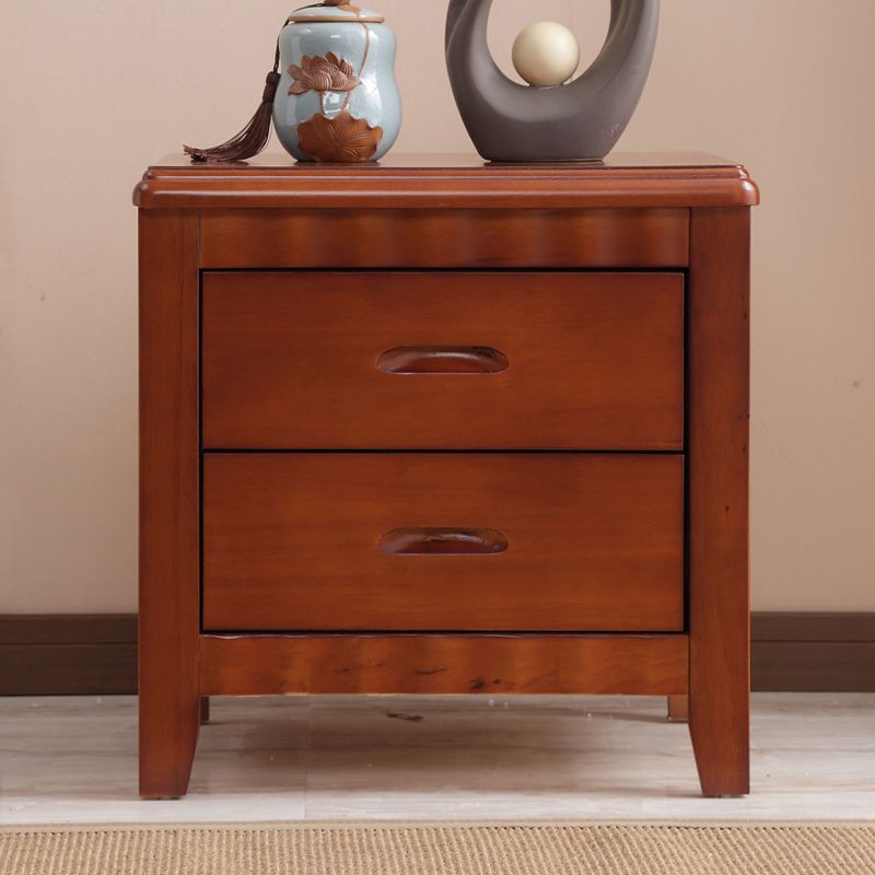 Contemporary Nightstand Solid Wood Bedside Cabinet with Drawers