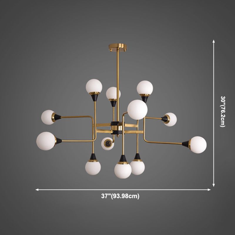 Lustres en verre et en métal postmoderne 12 têtes Plafond Plafant Light pour le salon