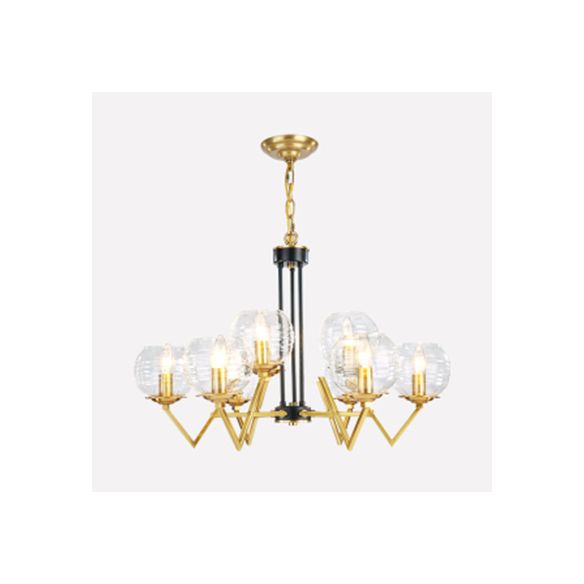 Candle Living Room Chandelier with Oval Shade Gold Modern Elegant Pendant Light in Gold Finish