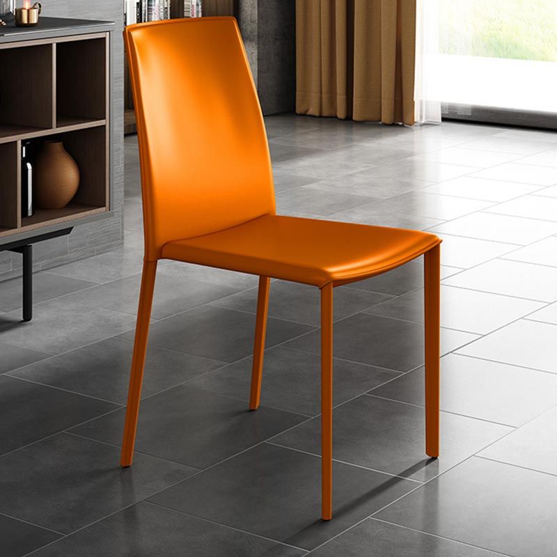 Contemporary Leather Side Dining Chair Parsons Armless Chair for Dining Room