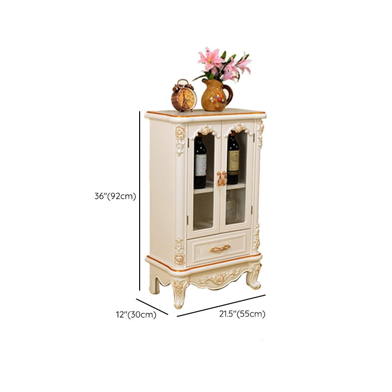 Traditional Glass Doors Display Stand Solid Wood Buffet Cabinet for Dining Room