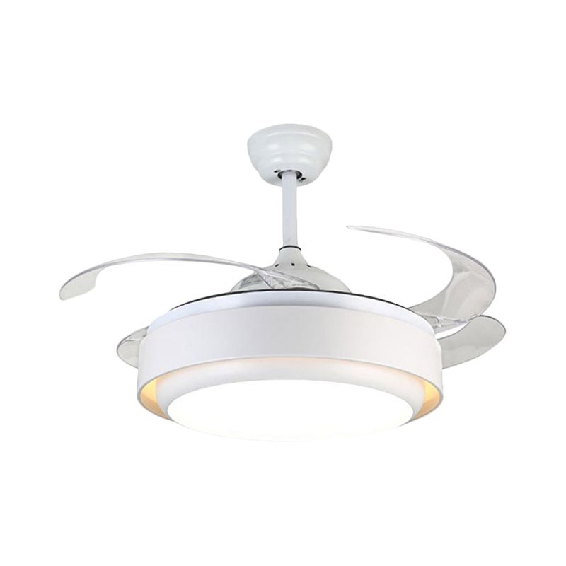 Acryl -cirkelvormige hangende ventilatorlamp eenvoud 42,5 "breed led wit dicht bij plafondverlichting met 4 messen