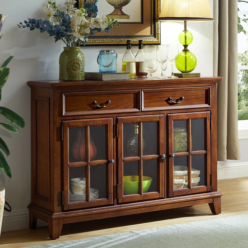 Modern Solid Wood Sideboard Table Brown Sideboard with Door and Drawer