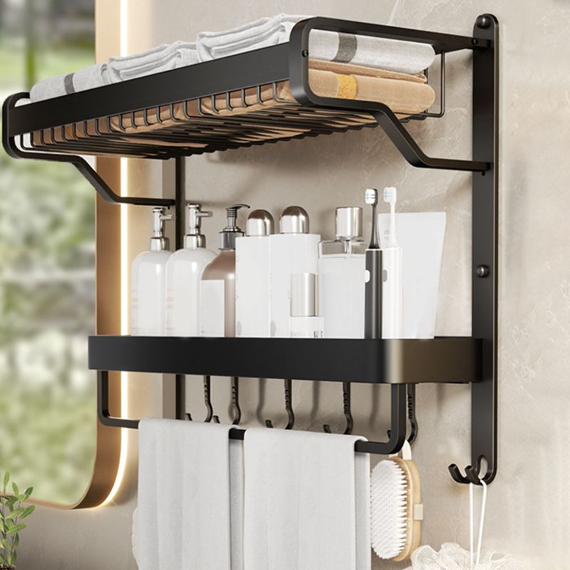 Modern Bathroom Set Matte Black Bath Shelf Towel Bar Bathroom Accessory Kit